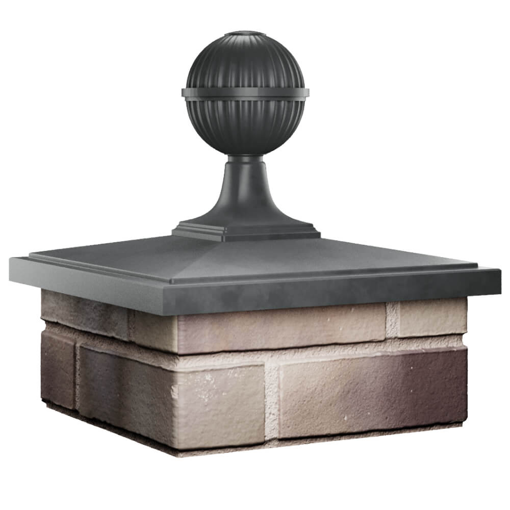 Колпак Zking БонаМоно Серый с шаром на столб 1.5х1.5 кирпича (385х385, 400х400мм) в сборе в Сызрани фото