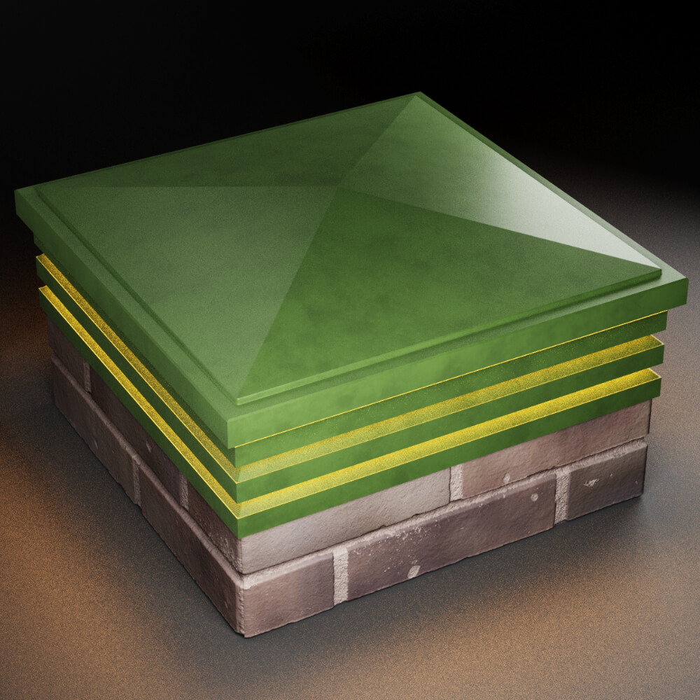 Колпак Zking Бона ХайТек Зеленый на столб 2х2 кирпича (513х513мм) с подсветкой в Сызрани фото