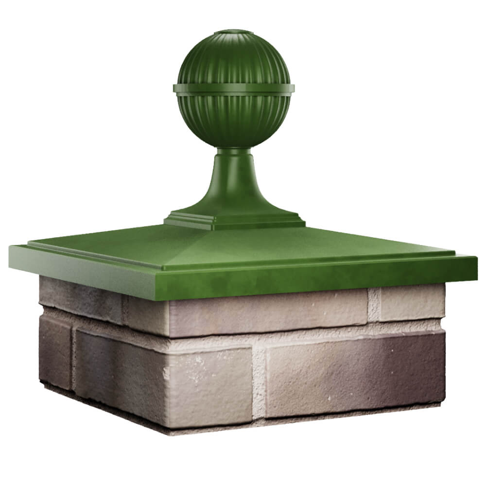 Колпак Zking БонаМоно Зеленый с шаром на столб 1.5х1.5 кирпича (385х385, 400х400мм) в сборе в Сызрани фото