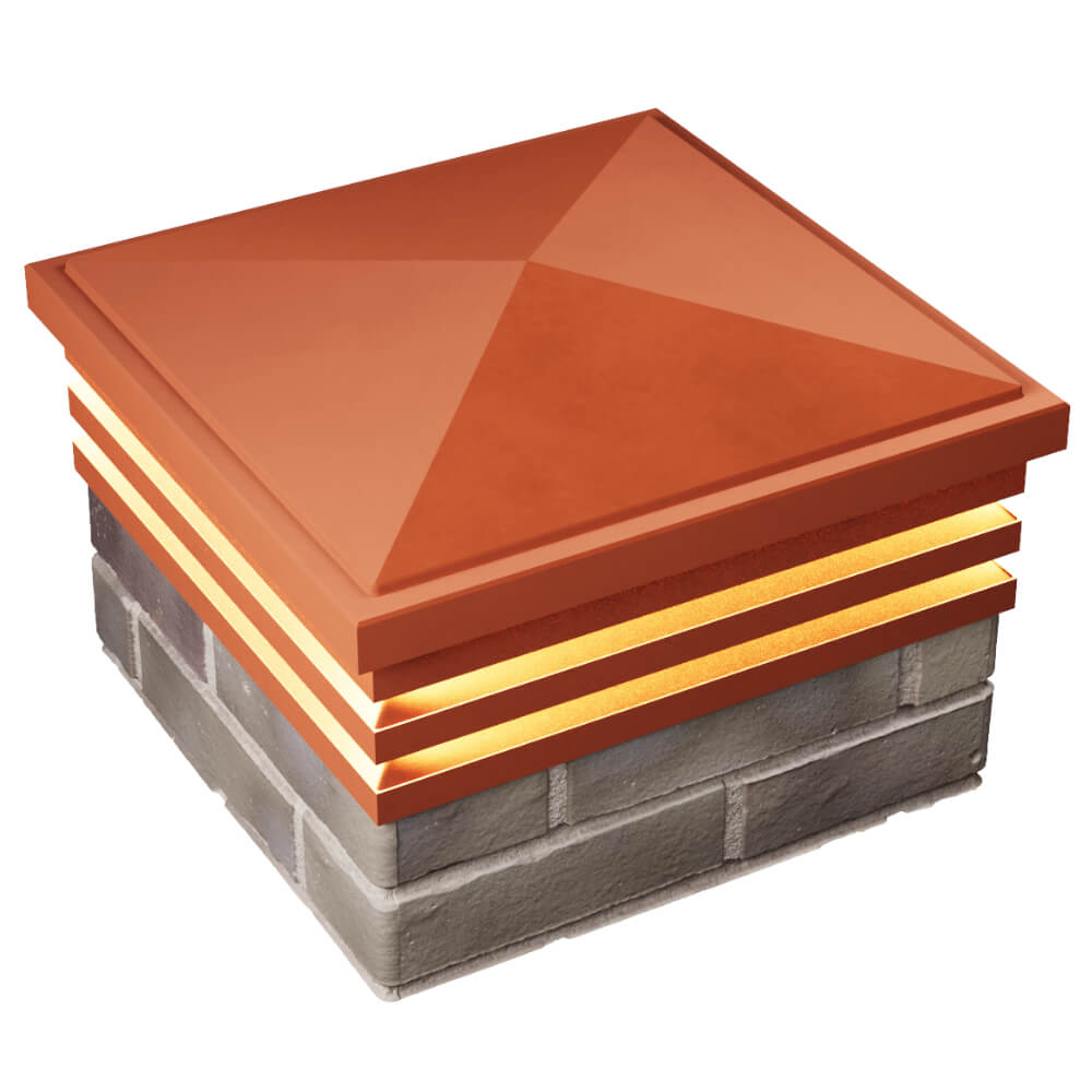 Колпак Zking Бона ХайТек Красный на столб 1.5х1.5 кирпича (385х385мм) с подсветкой в Сызрани фото