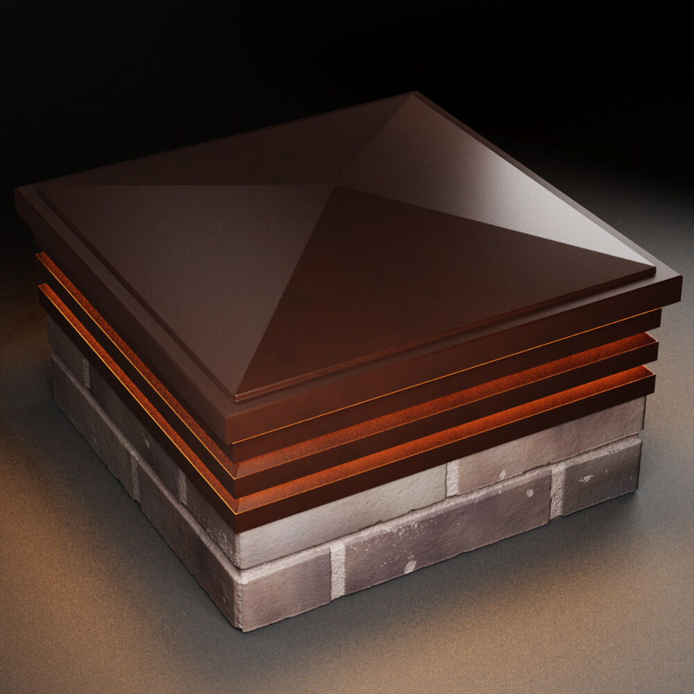 Колпак Zking Бона ХайТек Коричневый на столб 2х2 кирпича (513х513мм) с подсветкой в Сызрани фото