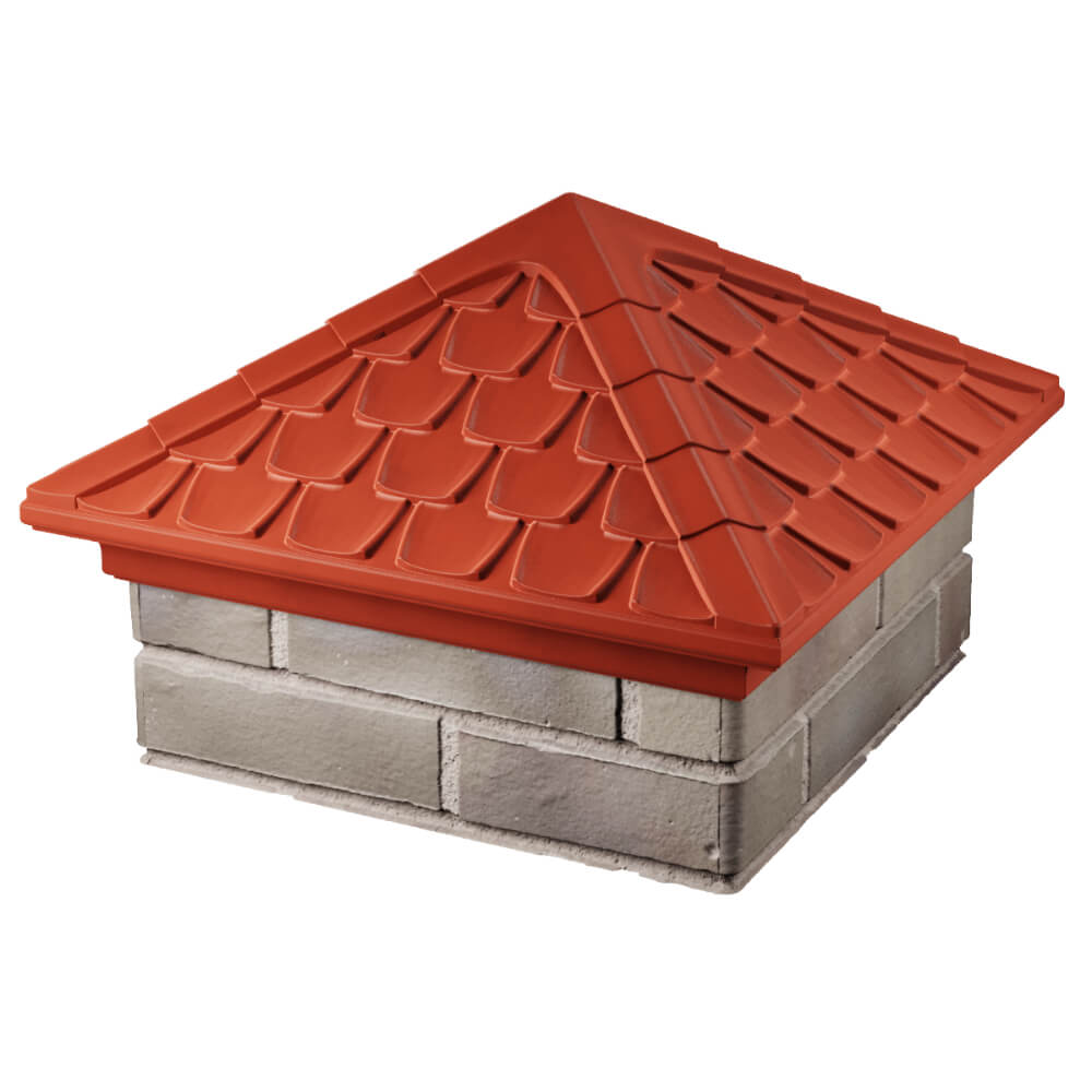 Колпак Zking Эльбрус Красный на столб 1.5х1.5 кирпича (385х385мм) в Сызрани фото