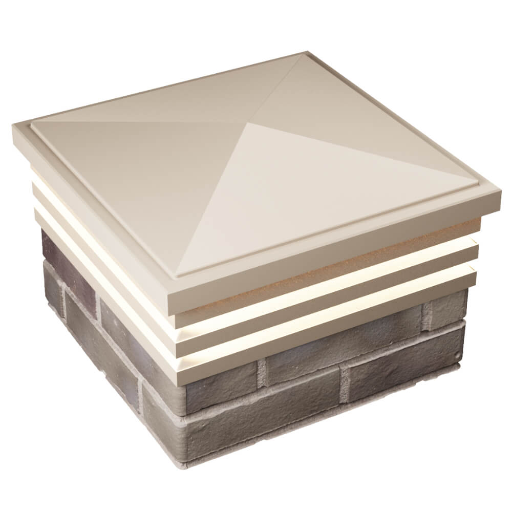 Колпак Zking Бона ХайТек Бежевый на столб 1.5х1.5 кирпича (385х385мм) с подсветкой в Сызрани фото