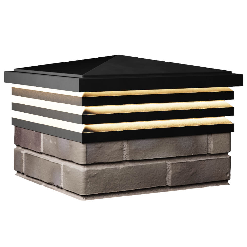 Колпак Zking Бона ХайТек Черный на столб 1.5х1.5 кирпича (385х385мм) с подсветкой в Сызрани фото