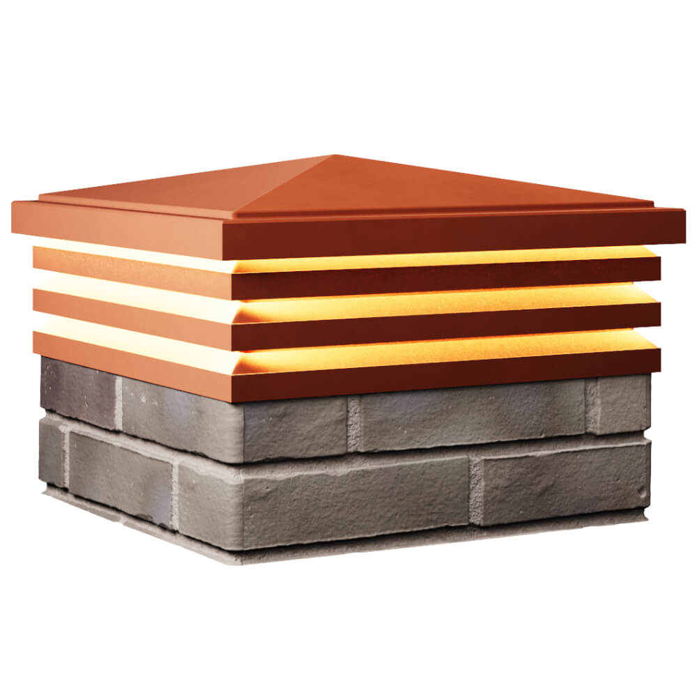 Колпак Zking Бона ХайТек Красный на столб 1.5х1.5 кирпича (385х385мм) с подсветкой в Сызрани фото