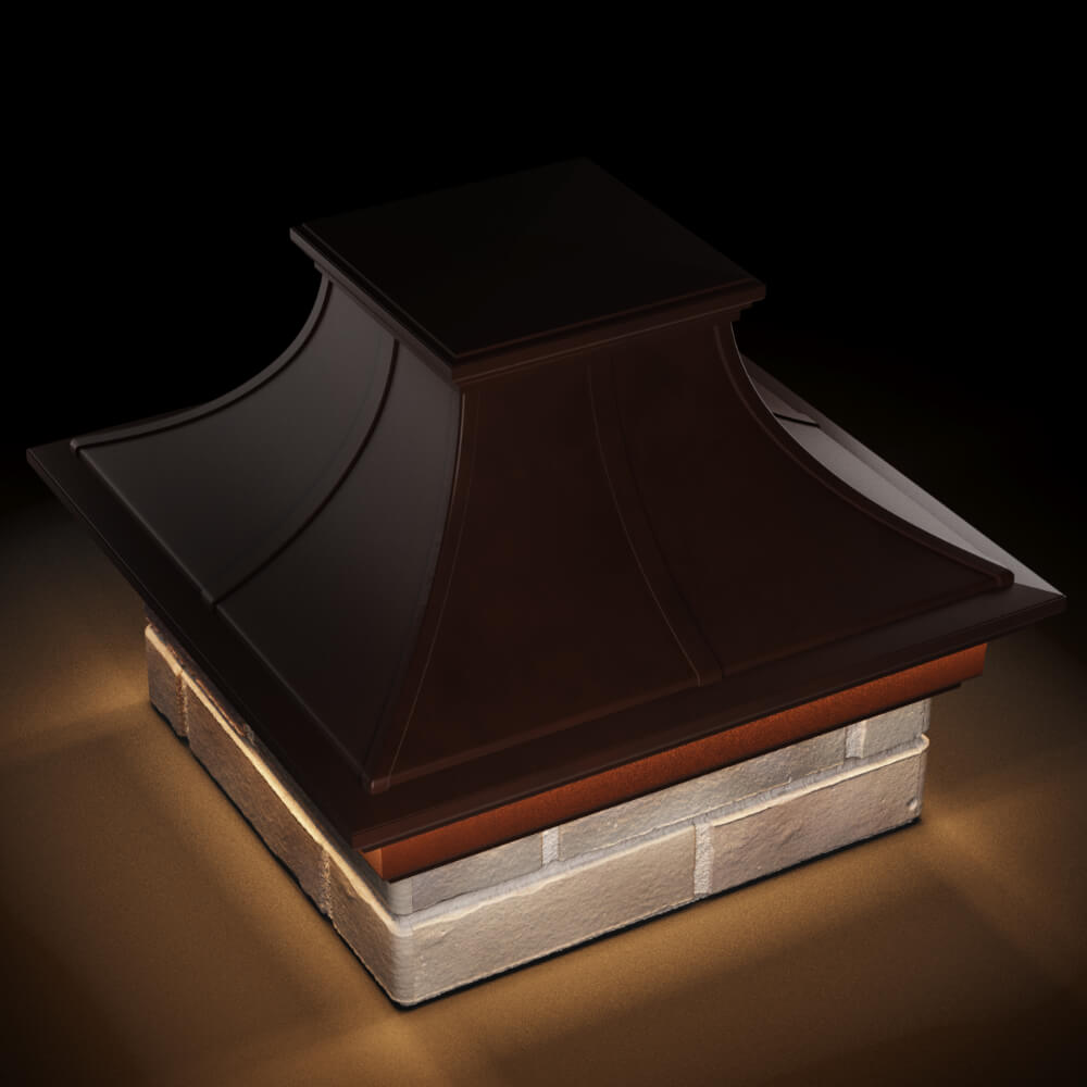 Колпак Zking Монблан Премиум Коричневый на столб 1.5х1.5 кирпича (385х385мм) с подсветкой в Сызрани фото