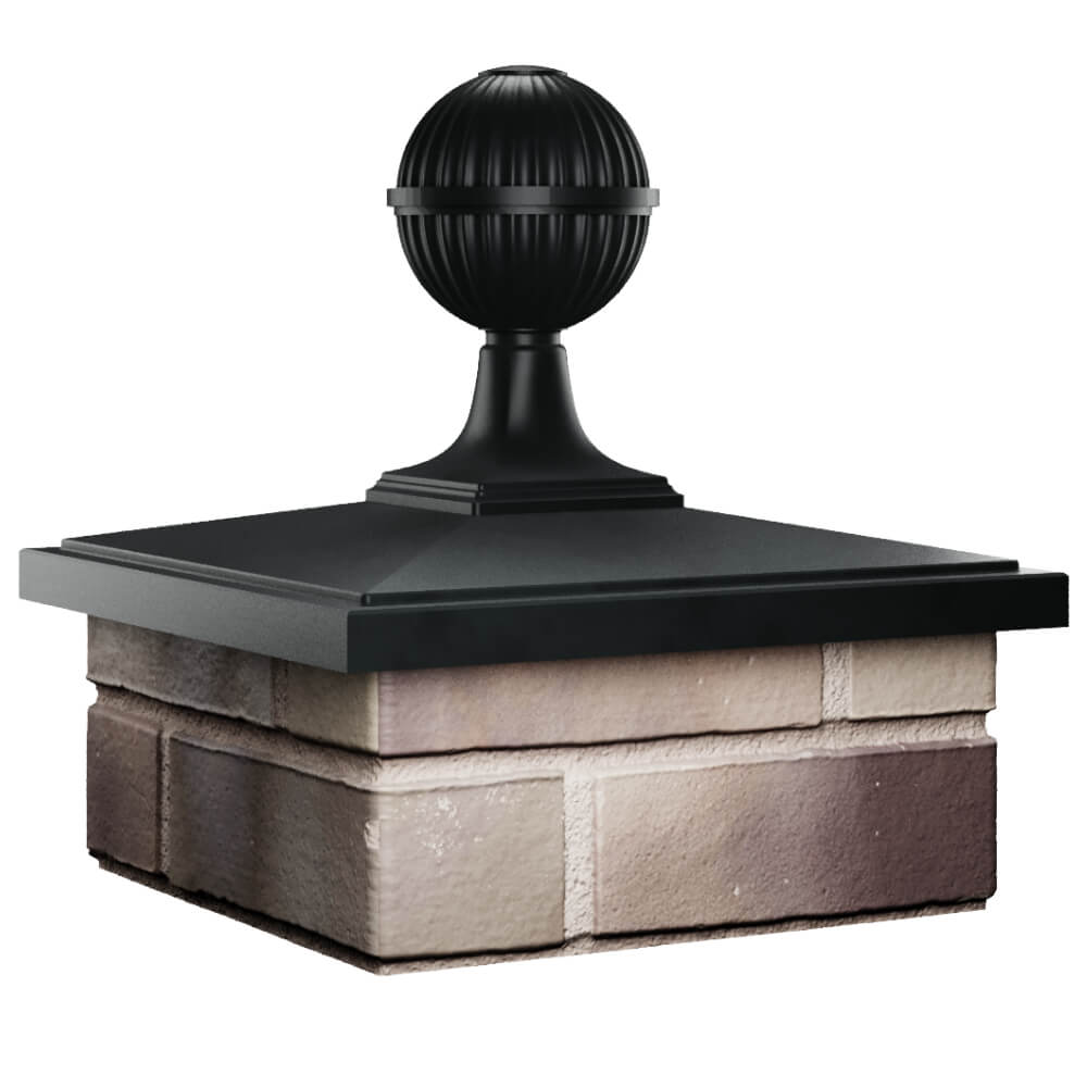 Колпак Zking БонаМоно Черный с шаром на столб 1.5х1.5 кирпича (385х385, 400х400мм) в сборе в Сызрани фото