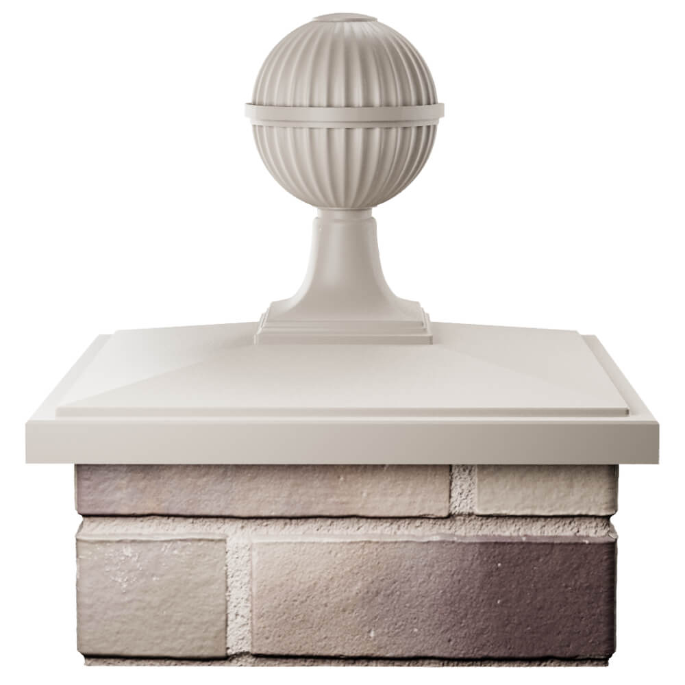 Колпак Zking БонаМоно Бежевый с шаром на столб 1.5х1.5 кирпича (385х385, 400х400мм) в сборе Сызрань фото