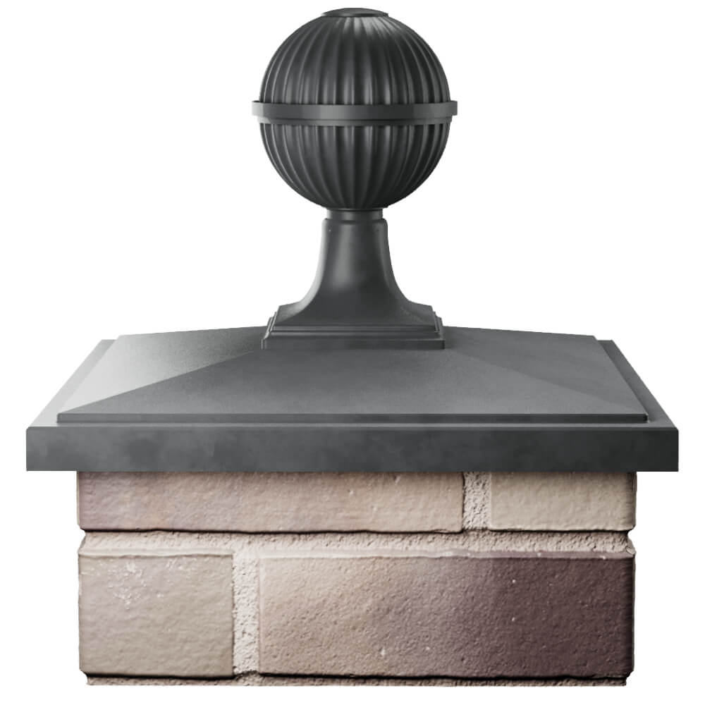 Колпак Zking БонаМоно Серый с шаром на столб 1.5х1.5 кирпича (385х385, 400х400мм) в сборе Сызрань фото