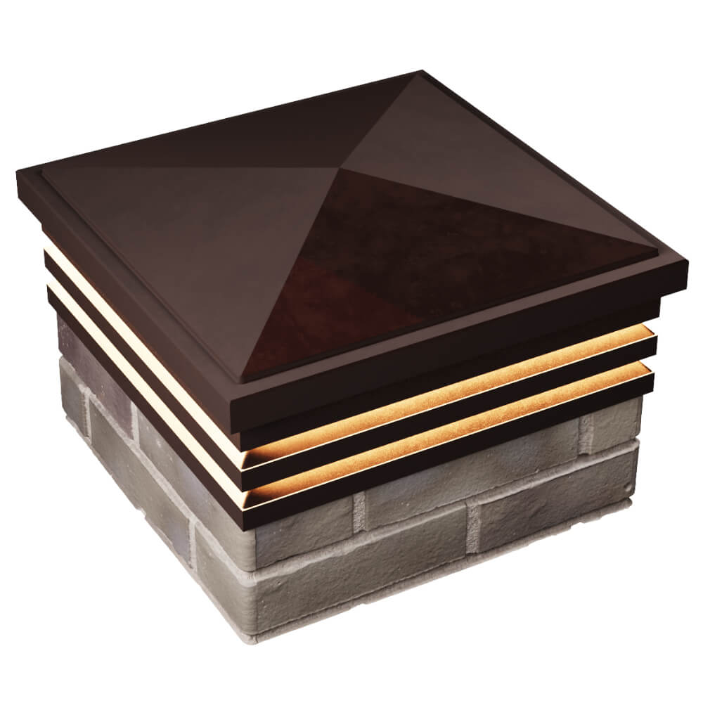 Колпак Zking Бона ХайТек Коричневый на столб 1.5х1.5 кирпича (385х385мм) с подсветкой в Сызрани фото