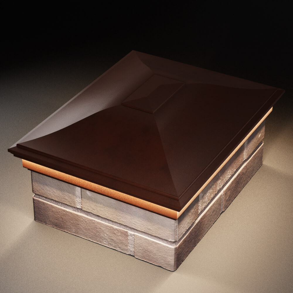 Колпак Zking Монблан Коричневый на столб 2х1.5 кирпича (515х385мм) c подсветкой в Сызрани фото