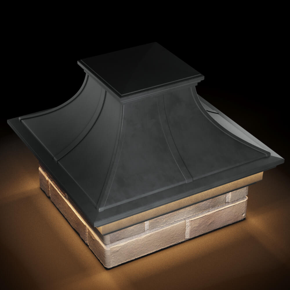 Колпак Zking Монблан Премиум Серый на столб 1.5х1.5 кирпича (385х385мм) с подсветкой в Сызрани фото