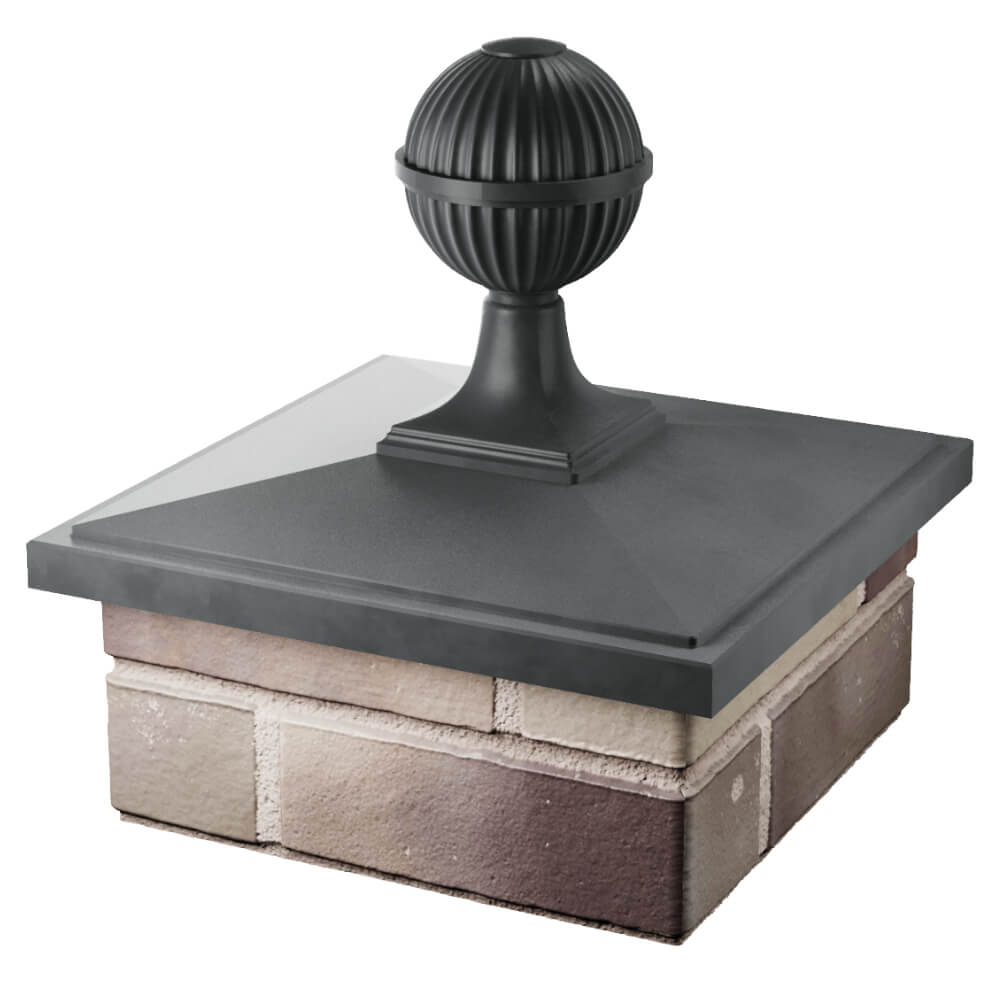 Колпак Zking БонаМоно Серый с шаром на столб 1.5х1.5 кирпича (385х385, 400х400мм) в сборе в Сызрани фото