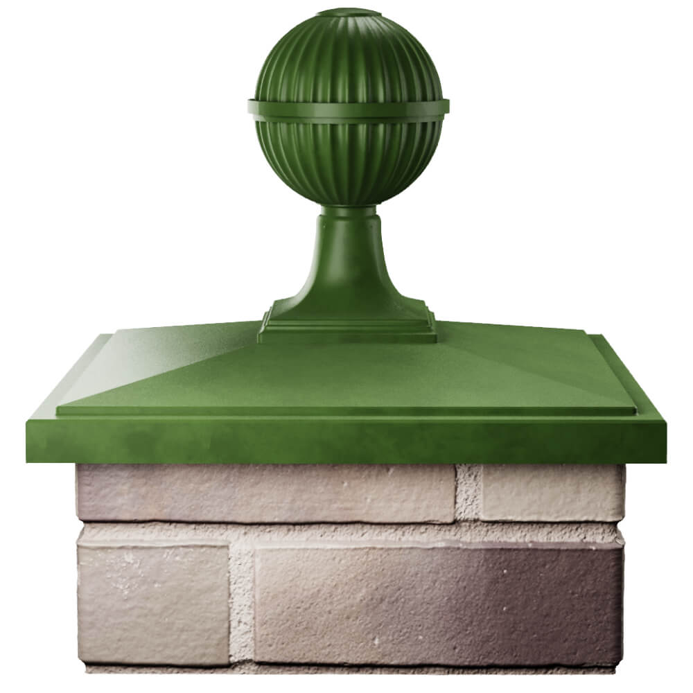Колпак Zking БонаМоно Зеленый с шаром на столб 1.5х1.5 кирпича (385х385, 400х400мм) в сборе Сызрань фото