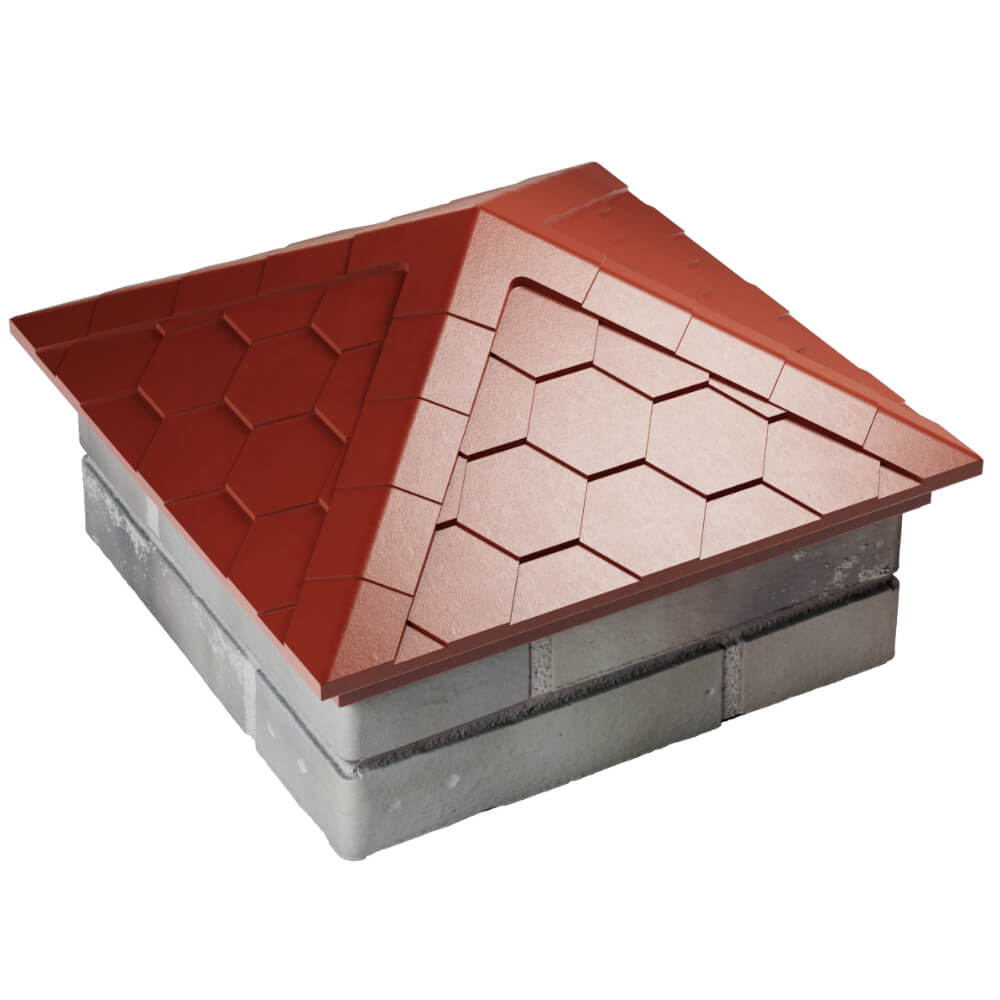 Колпак Zking Эверест Красный на столб 1.5х1.5 кирпича (390х390мм) в Сызрани фото