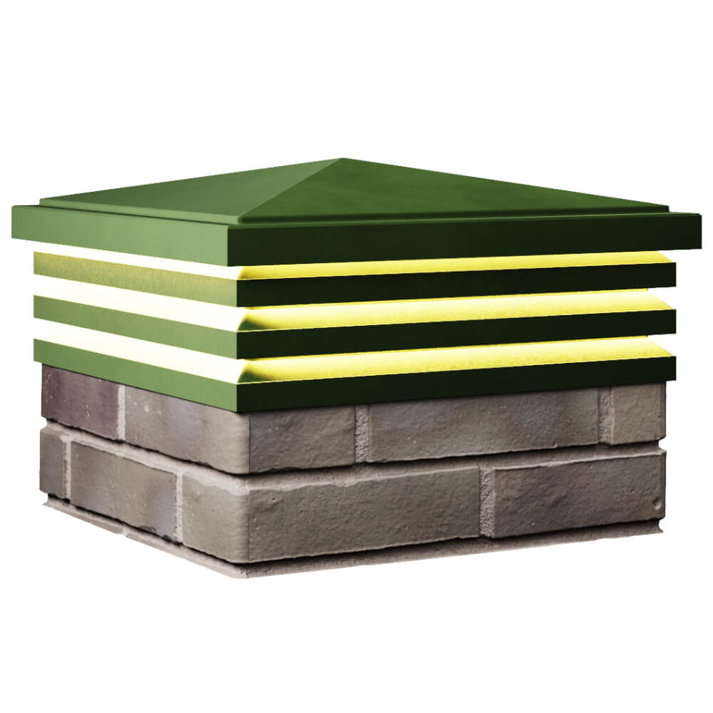 Колпак Zking Бона ХайТек Зеленый на столб 1.5х1.5 кирпича (385х385мм) с подсветкой в Сызрани фото