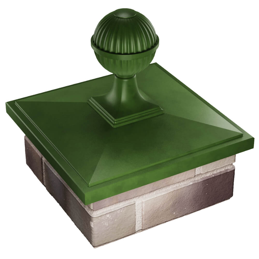 Колпак Zking БонаМоно Зеленый с шаром на столб 1.5х1.5 кирпича (385х385, 400х400мм) в сборе в Сызрани фото