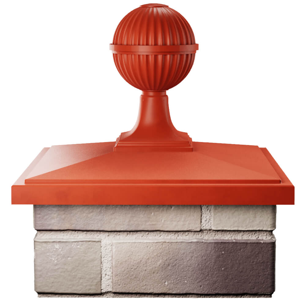 Колпак Zking БонаМоно Красный с шаром на столб 1.5х1.5 кирпича (385х385, 400х400мм) в сборе Сызрань фото