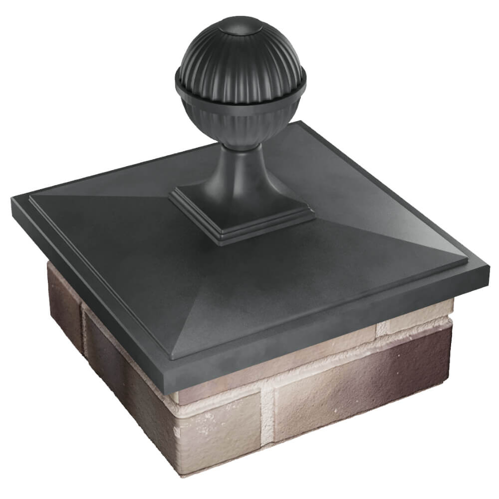 Колпак Zking БонаМоно Серый с шаром на столб 1.5х1.5 кирпича (385х385, 400х400мм) в сборе в Сызрани фото