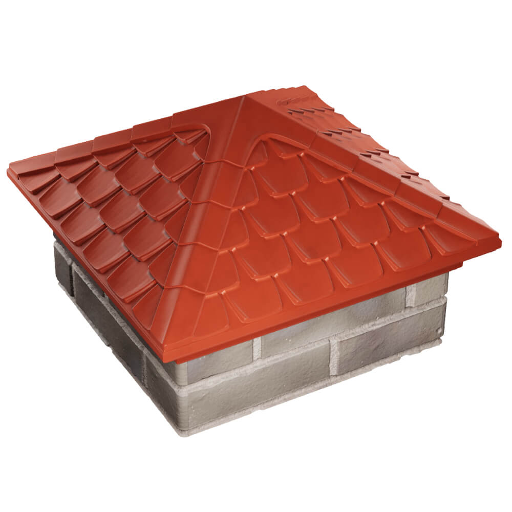 Колпак Zking Эльбрус Красный на столб 1.5х1.5 кирпича (385х385мм) в Сызрани фото