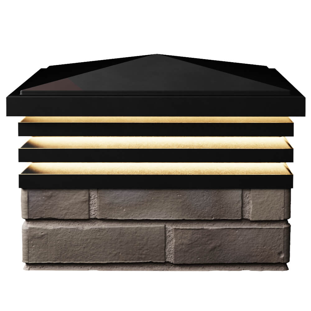 Колпак Zking Бона ХайТек Черный на столб 1.5х1.5 кирпича (385х385мм) с подсветкой в Сызрани фото