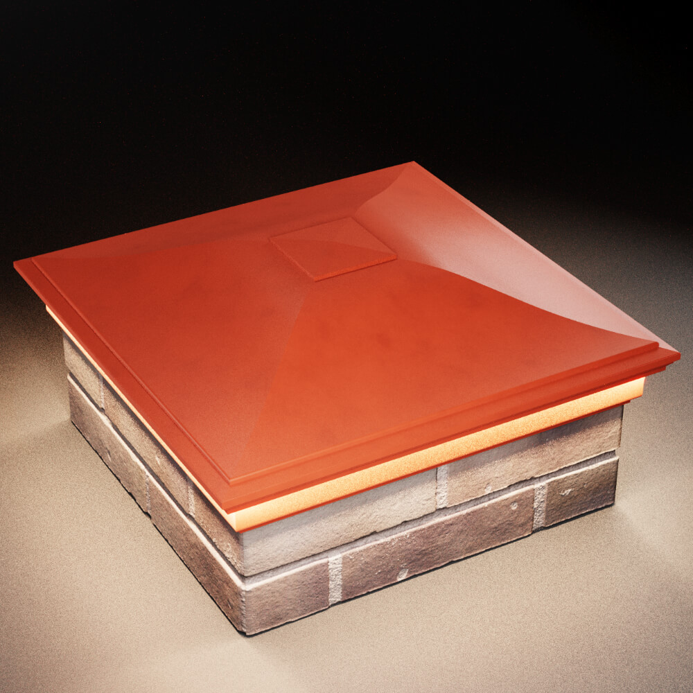 Колпак Zking Монблан Красный на столб 2х2 кирпича (515х515мм) c подсветкой в Сызрани фото