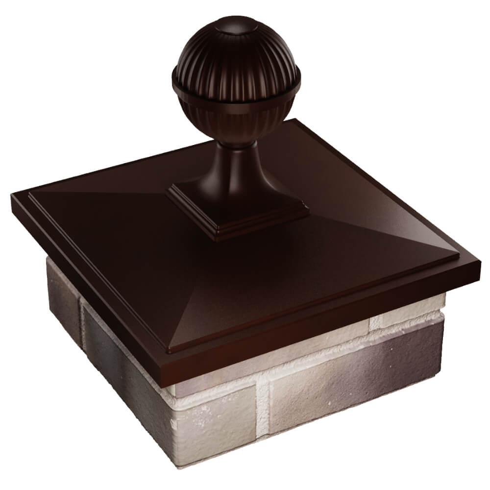 Колпак Zking БонаМоно Коричневый с шаром на столб 1.5х1.5 кирпича (385х385, 400х400мм) в сборе в Сызрани фото