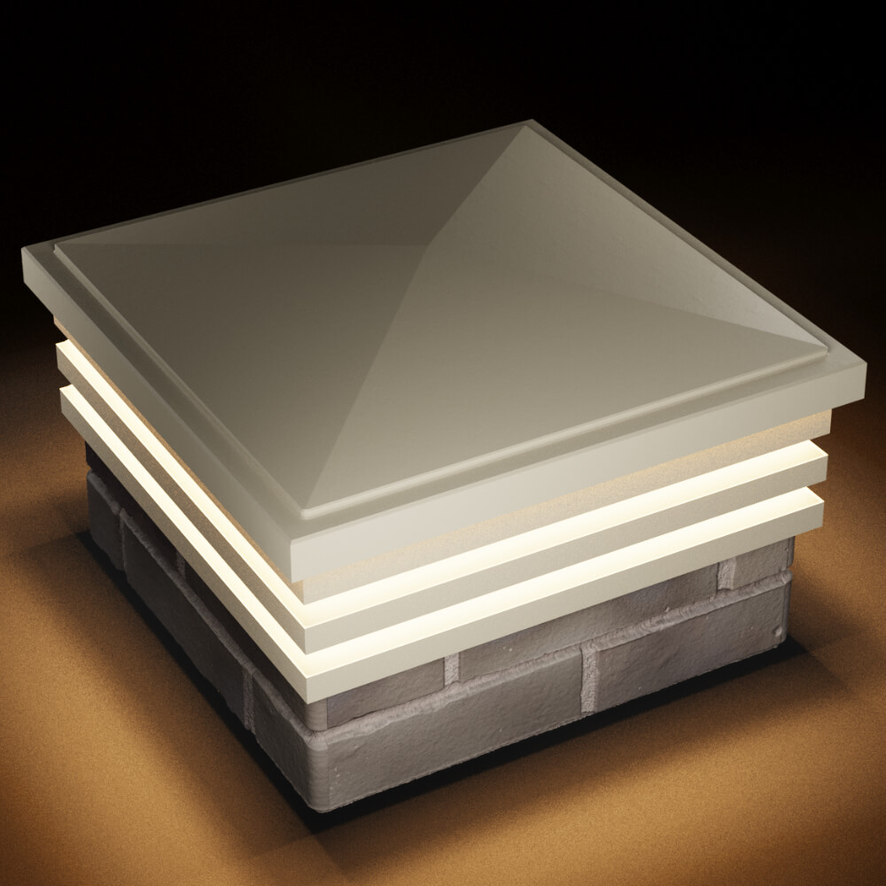 Колпак Zking Бона ХайТек Бежевый на столб 1.5х1.5 кирпича (385х385мм) с подсветкой в Сызрани фото