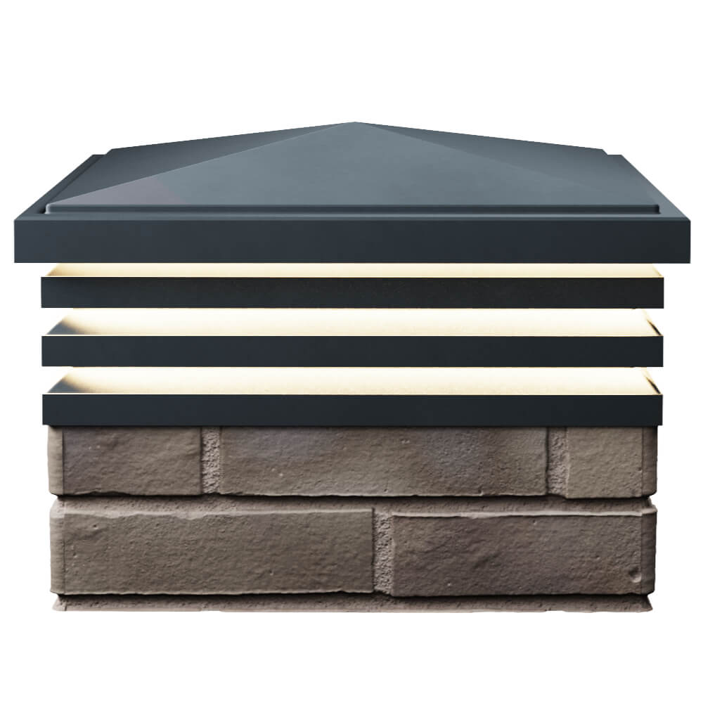 Колпак Zking Бона ХайТек Серый на столб 1.5х1.5 кирпича (385х385мм) с подсветкой в Сызрани фото