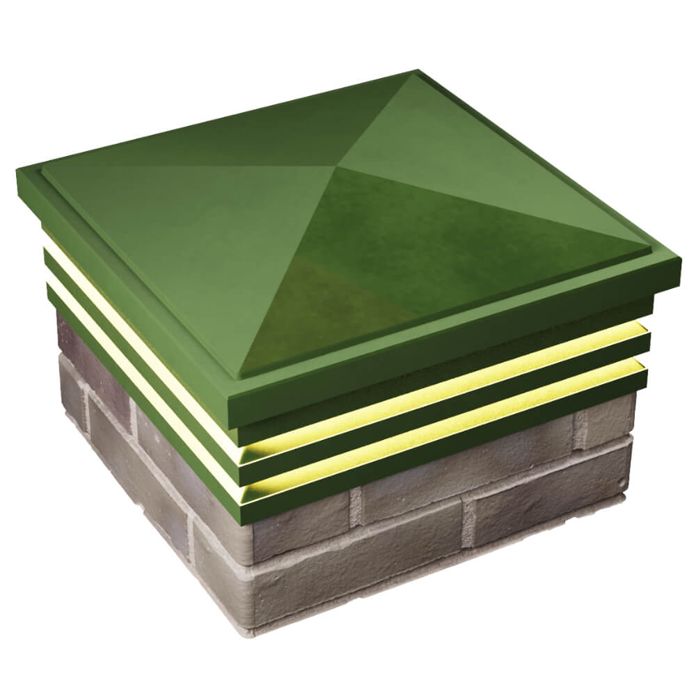 Колпак Zking Бона ХайТек Зеленый на столб 1.5х1.5 кирпича (385х385мм) с подсветкой в Сызрани фото