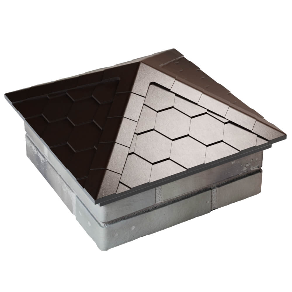 Колпак Zking Эверест Коричневый на столб 1.5х1.5 кирпича (390х390мм) в Сызрани фото