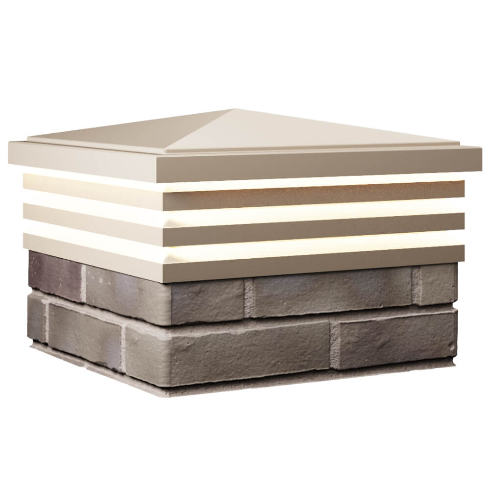 Колпак Zking Бона ХайТек Бежевый на столб 1.5х1.5 кирпича (385х385мм) с подсветкой в Сызрани фото