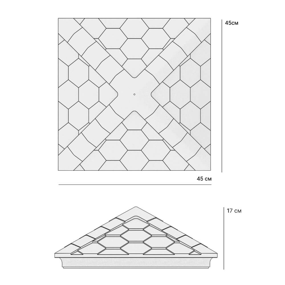 Колпак Zking Эверест Серый на столб 1.5х1.5 кирпича (390х390мм) в Сызрани фото