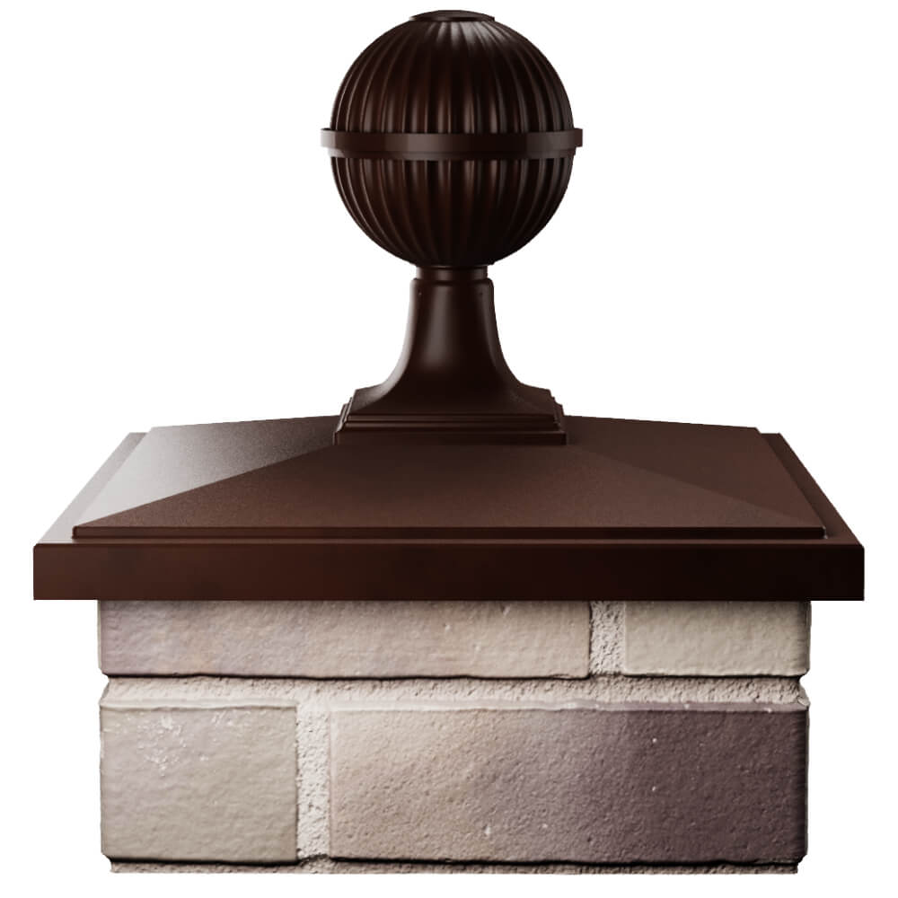 Колпак Zking БонаМоно Коричневый с шаром на столб 1.5х1.5 кирпича (385х385, 400х400мм) в сборе Сызрань фото