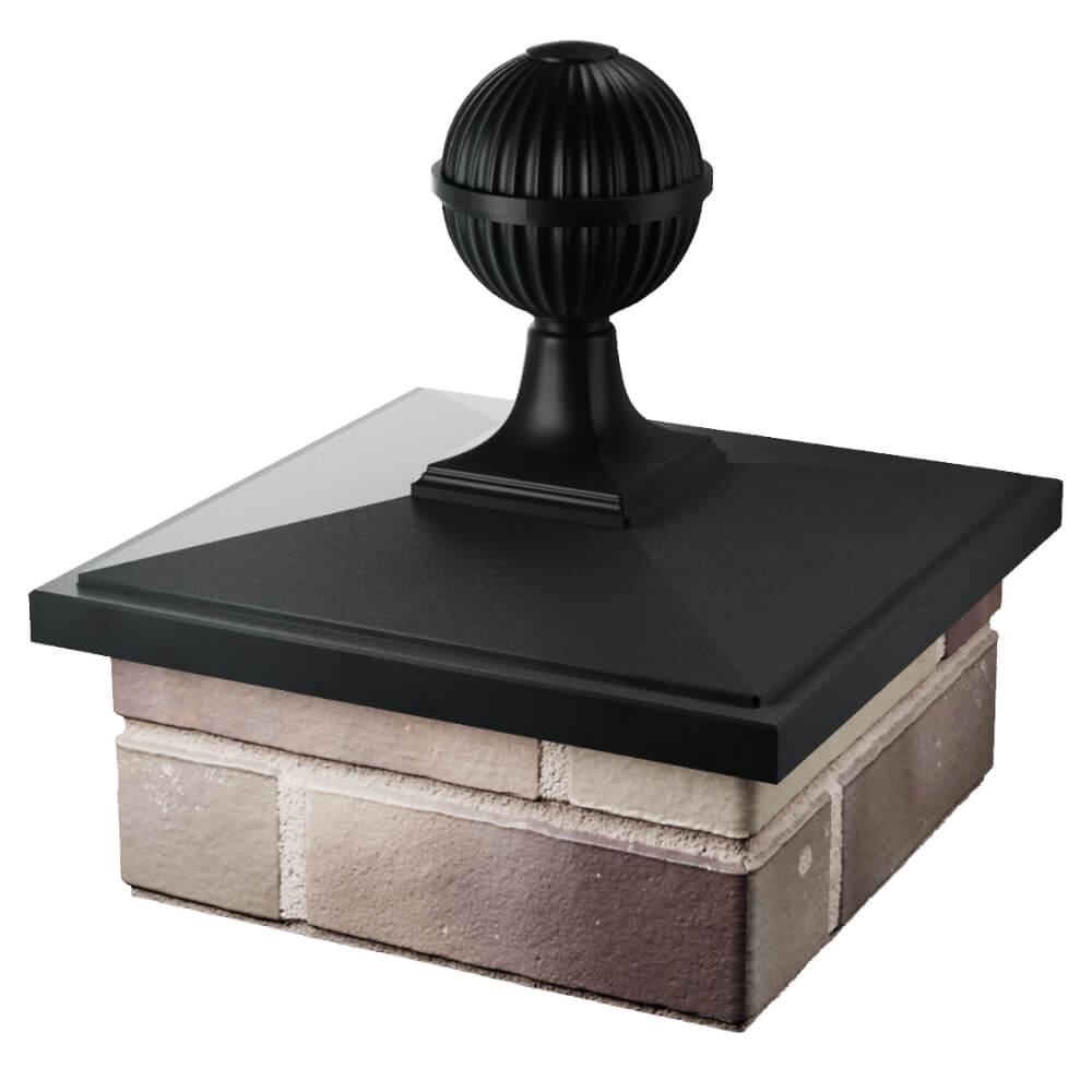 Колпак Zking БонаМоно Черный с шаром на столб 1.5х1.5 кирпича (385х385, 400х400мм) в сборе в Сызрани фото