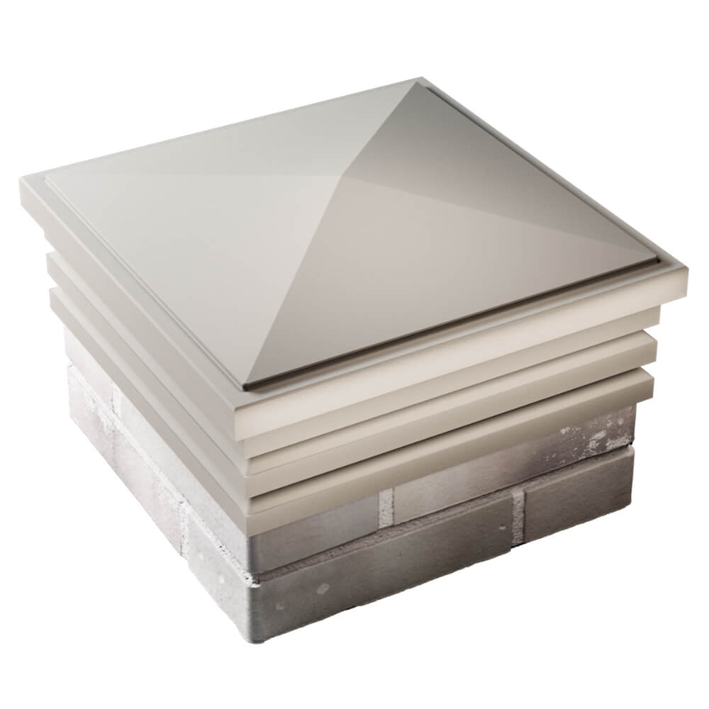 Колпак Zking Бона ХайТек Бежевый на столб 1.5х1.5 кирпича (385х385мм) в Сызрани фото