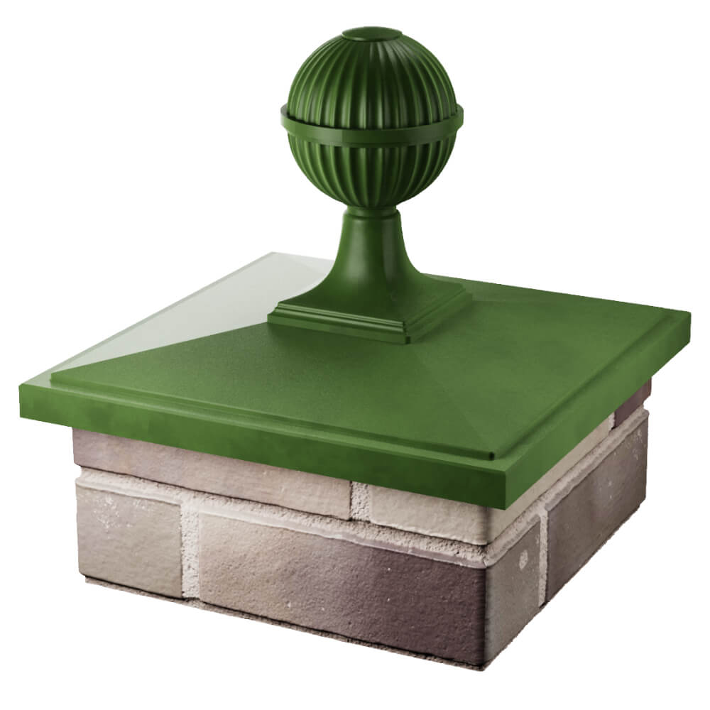 Колпак Zking БонаМоно Зеленый с шаром на столб 1.5х1.5 кирпича (385х385, 400х400мм) в сборе в Сызрани фото