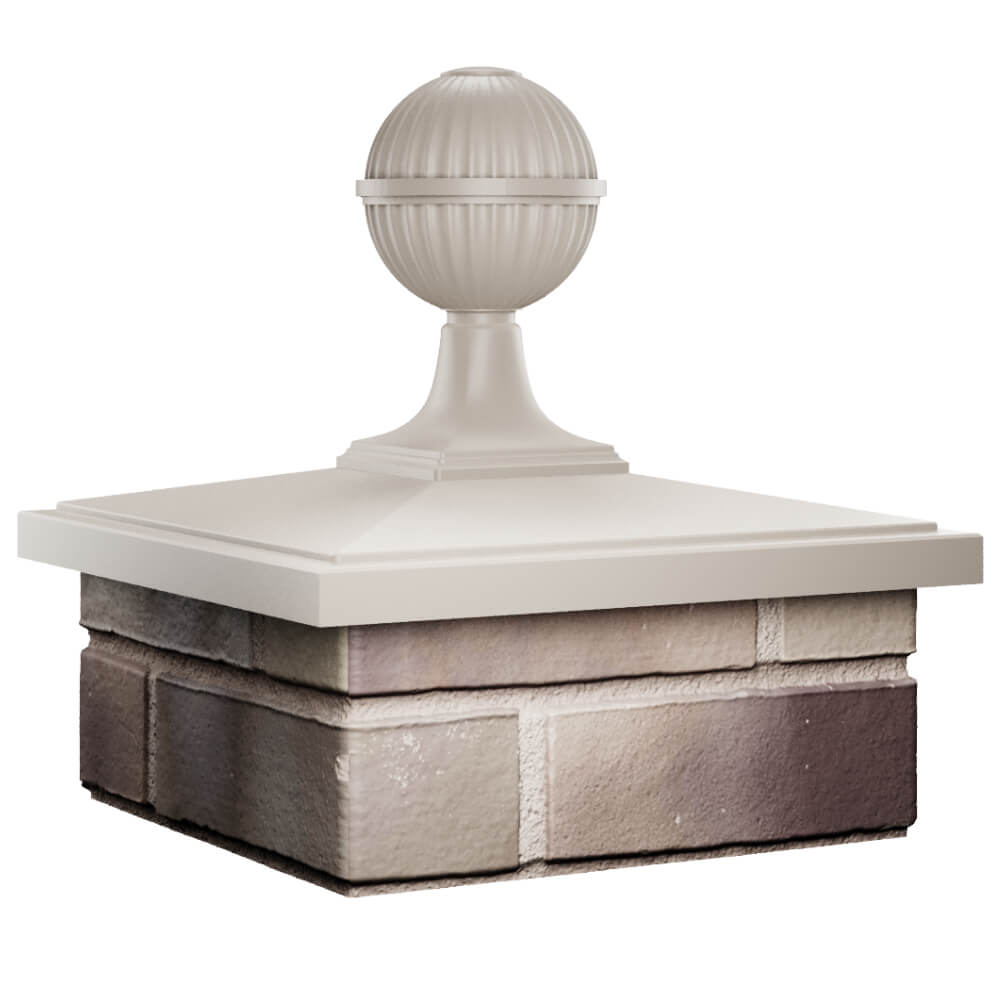Колпак Zking БонаМоно Бежевый с шаром на столб 1.5х1.5 кирпича (385х385, 400х400мм) в сборе в Сызрани фото