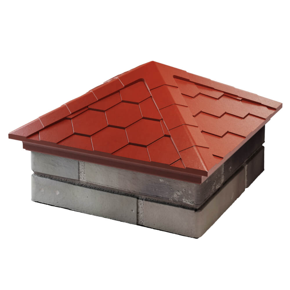 Колпак Zking Эверест Красный на столб 1.5х1.5 кирпича (390х390мм) в Сызрани фото