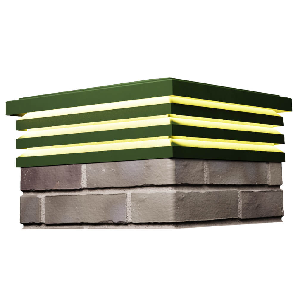 Колпак Zking Бона ХайТек Зеленый на столб 1.5х1.5 кирпича (385х385мм) с подсветкой в Сызрани фото