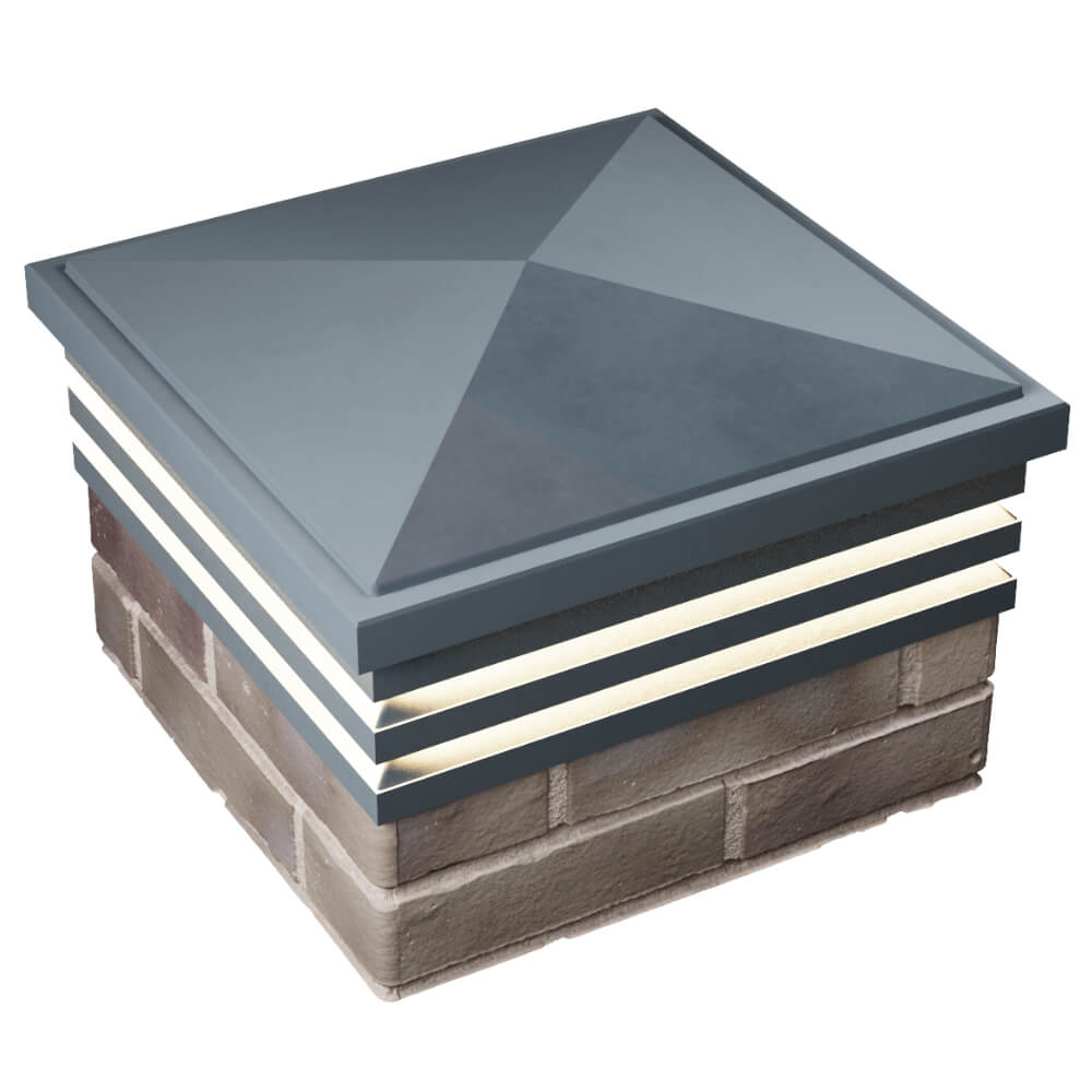 Колпак Zking Бона ХайТек Серый на столб 1.5х1.5 кирпича (385х385мм) с подсветкой в Сызрани фото