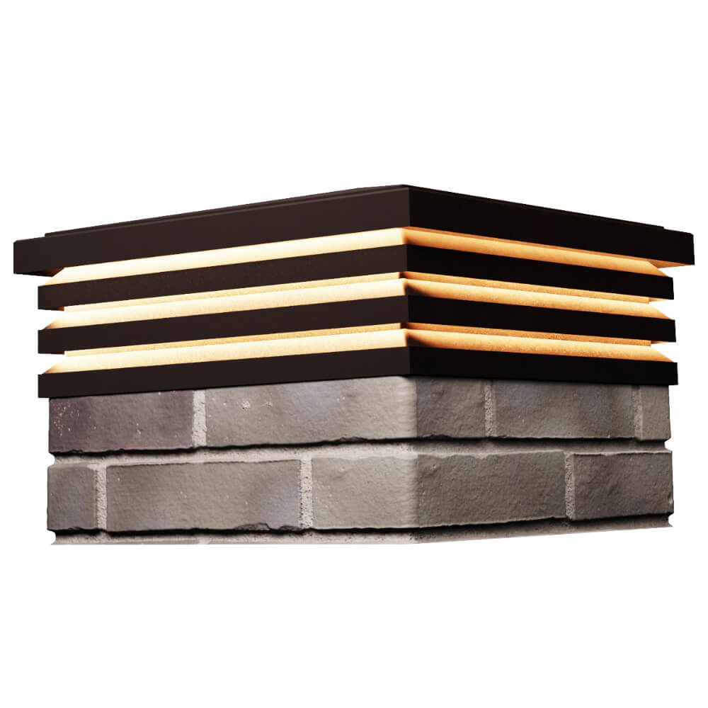 Колпак Zking Бона ХайТек Коричневый на столб 1.5х1.5 кирпича (385х385мм) с подсветкой в Сызрани фото