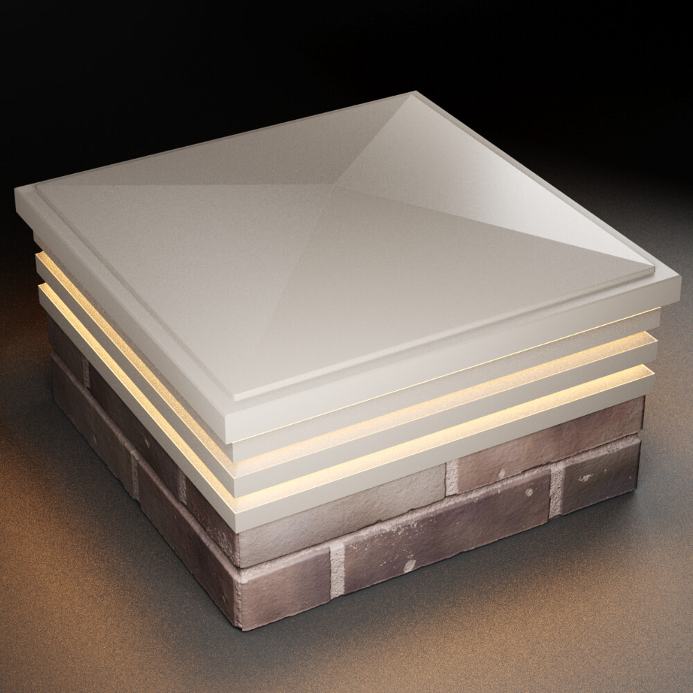 Колпак Zking Бона ХайТек Бежевый на столб 2х2 кирпича (513х513мм) с подсветкой в Сызрани фото