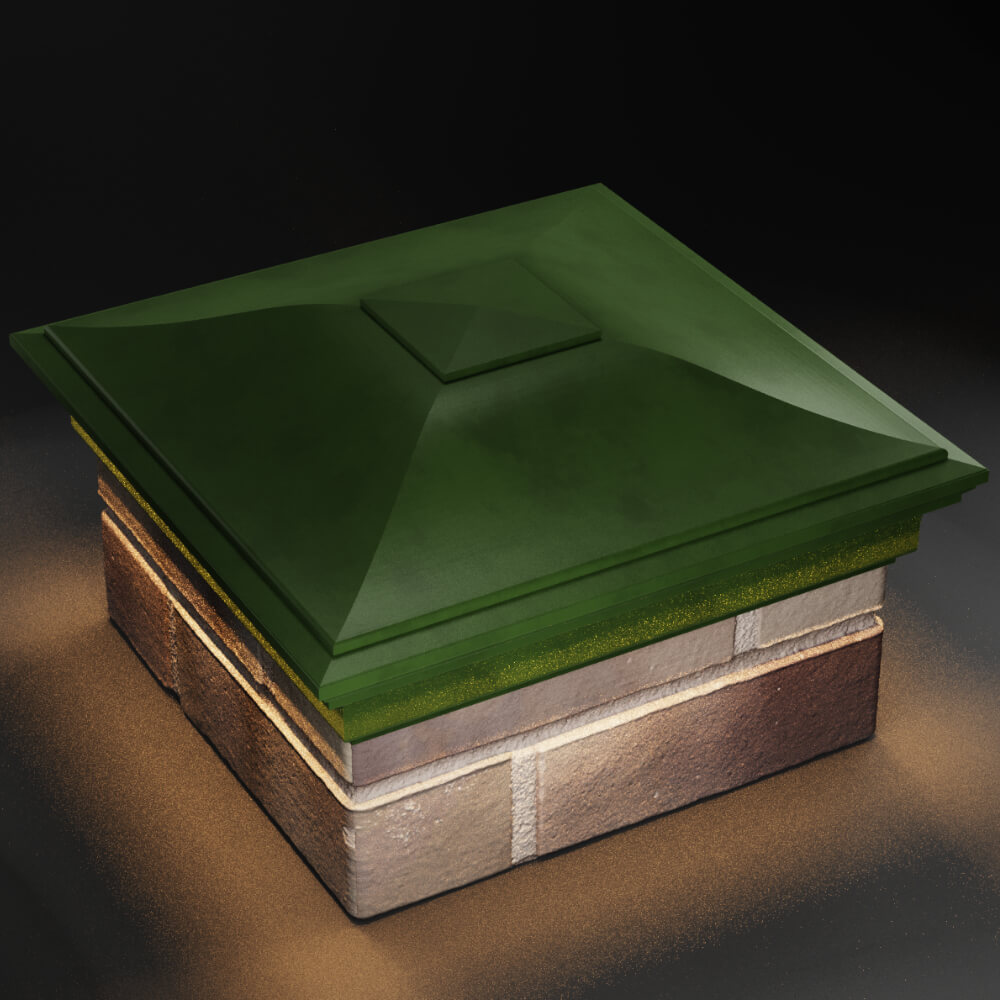 Колпак Zking Монблан Зеленый на столб 1.5х1.5 кирпича (385х385мм) с подсветкой в Сызрани фото