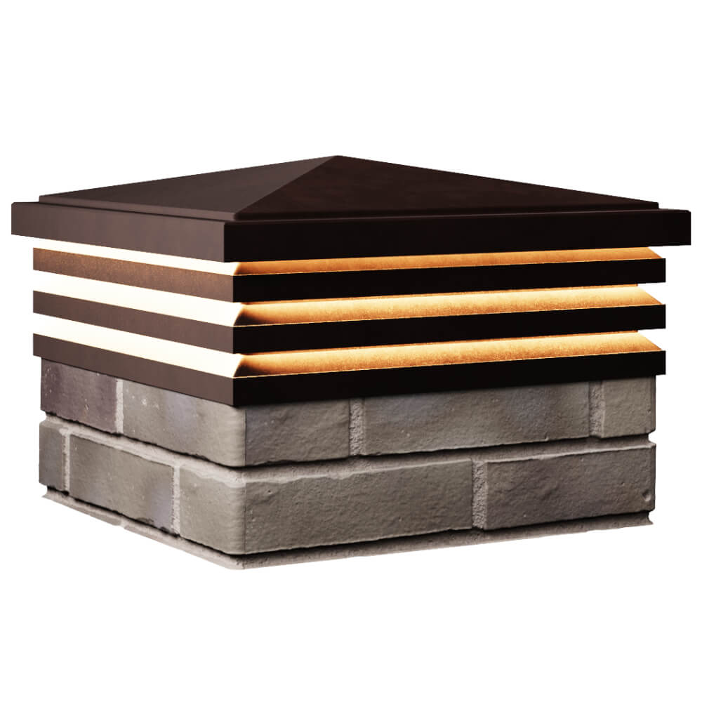 Колпак Zking Бона ХайТек Коричневый на столб 1.5х1.5 кирпича (385х385мм) с подсветкой в Сызрани фото