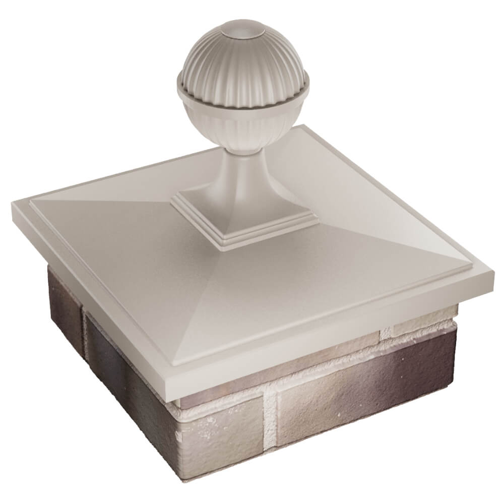 Колпак Zking БонаМоно Бежевый с шаром на столб 1.5х1.5 кирпича (385х385, 400х400мм) в сборе в Сызрани фото