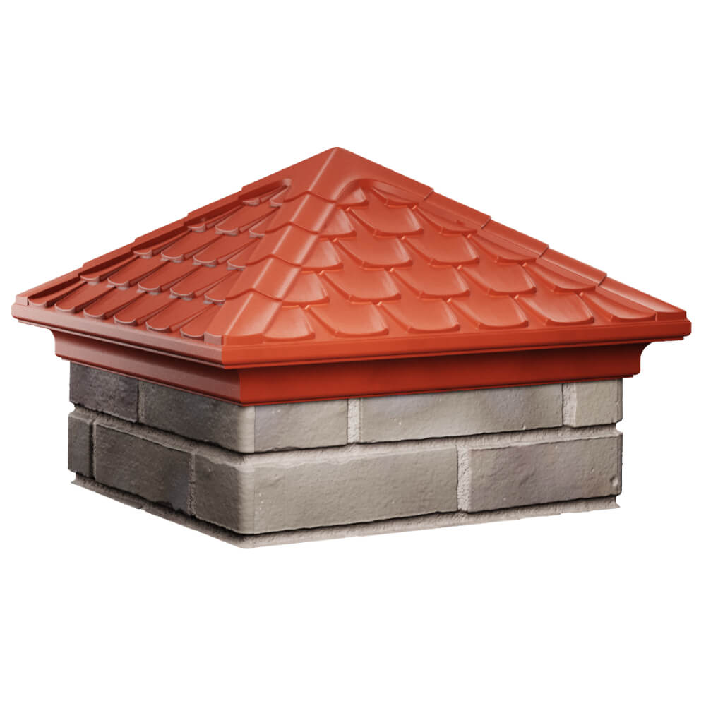 Колпак Zking Эльбрус Красный на столб 1.5х1.5 кирпича (385х385мм) в Сызрани фото