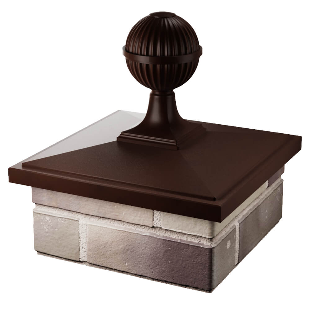 Колпак Zking БонаМоно Коричневый с шаром на столб 1.5х1.5 кирпича (385х385, 400х400мм) в сборе в Сызрани фото