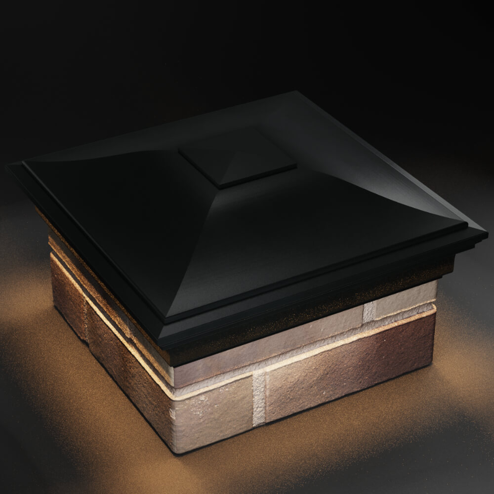 Колпак Zking Монблан Черный на столб 1.5х1.5 кирпича (385х385мм) с подсветкой в Сызрани фото