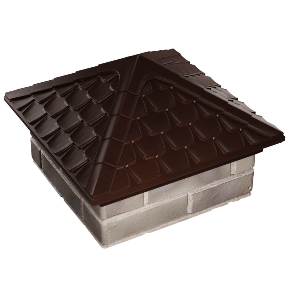 Колпак Zking Эльбрус Коричневый на столб 1.5х1.5 кирпича (385х385мм) в Сызрани фото